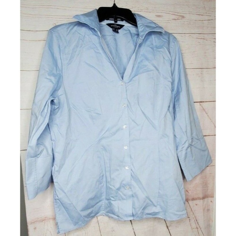 The Outfitters Lands End Pinpoint Oxford Repassage Superflu 1/4 Sleeve 16 Shirt
